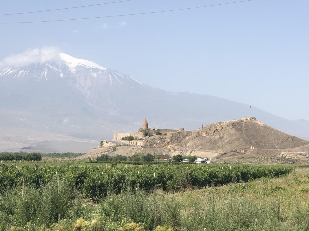 Armenian monastery built at Khor Virap above the deep cave in which Gregory the Illuminator was imprisoned for 13 years. 