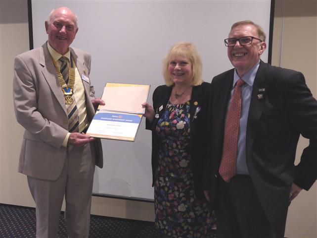Left to right in the picture are Mike Harvey, President of Chichester Priory Rotary Club, Eve Conway, President of Rotary in Great Britain and Ireland and Frank West, Rotary District Governor.