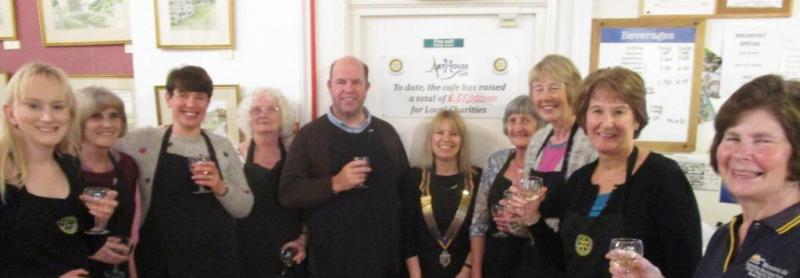 Some of the volunteers at the ArtHouse Cafe celebrate raising over Â£50,000 for local good causes