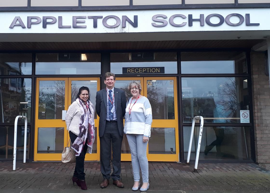 Maryse, Ken and Sandra ready to conduct mock interviews at Appleton School.