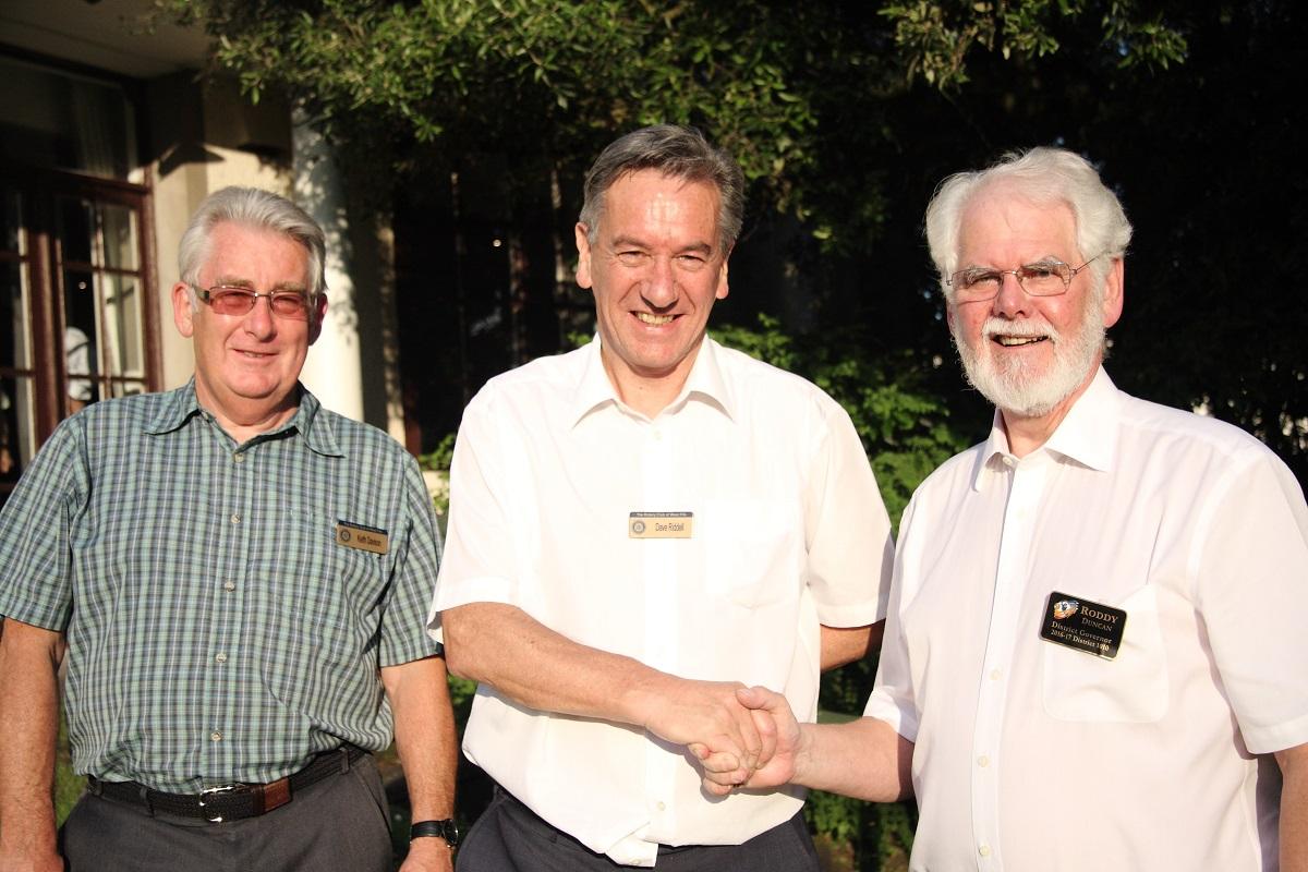D G Roddy (right) with President Dave and Keith who proposed the VOT.