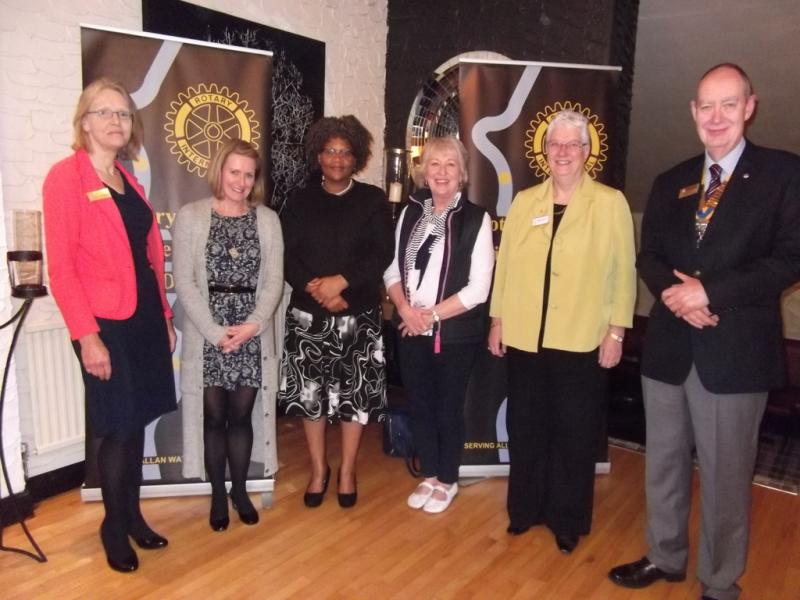 Mary Fraser, Khlayre Cairney, Christina Mbiza, Jean Kelly, Jennifer Macrae and President Peter Faff