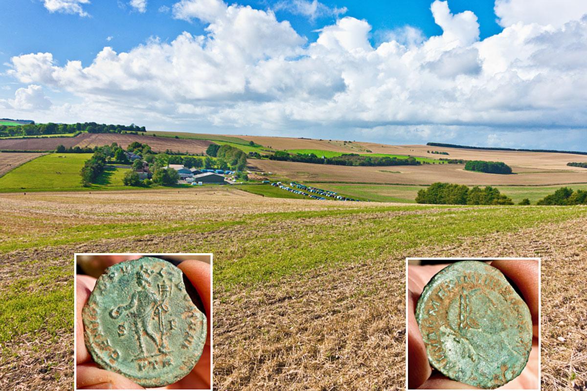 A view of the downs and a couple of Roman finds.