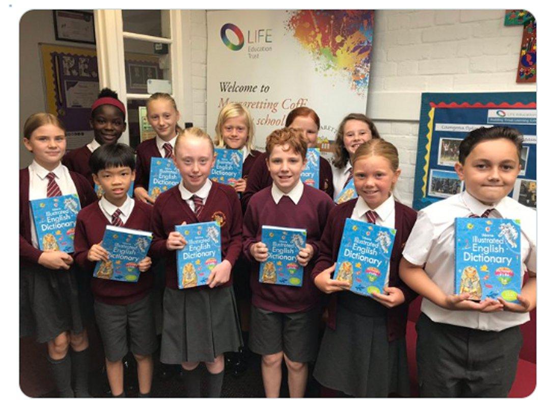 Pupils of Margaretting Primary School with their new Dictionaries  