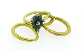 Meteorite-diamond-flower-ring