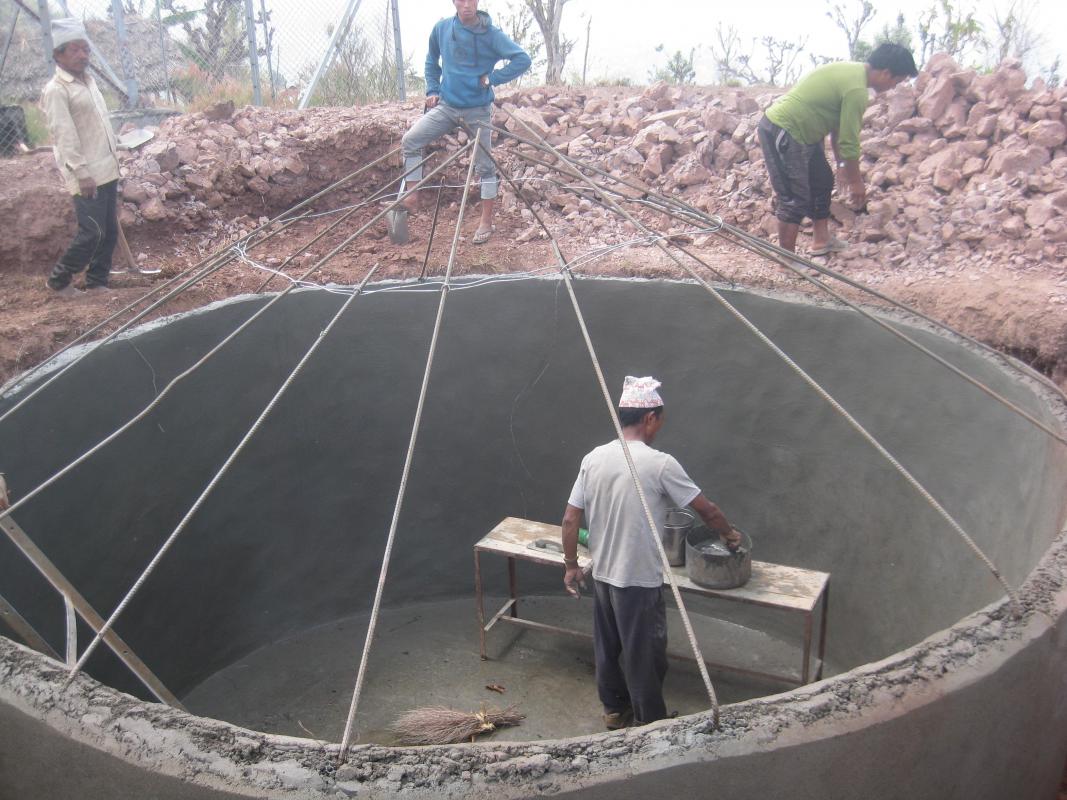 Maulathar Nepal water storage tank in construction