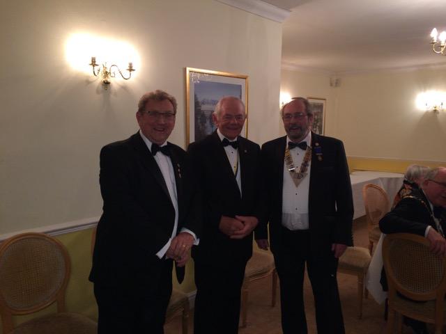 President Rod Clarke with Honorary Members Geof Twine and Roger Bailey at the Rotary Club of Basingstoke Deane Charter Night celebrations (from left to right).