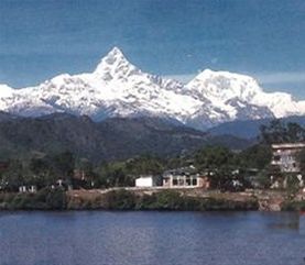 View of Himalaya mountains from Pokhara