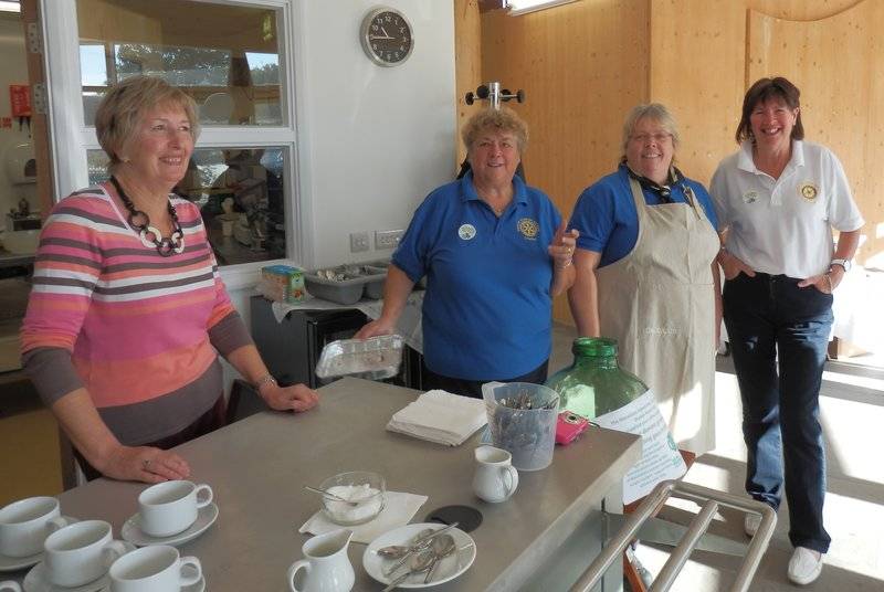 Members of Dunbar Rotary and helpers enjoy a coffee morning in aid of Macmillan Nurses last Saturday. L to R. Rita Laird, Thelma Band, Wendy Badger, Elaine O’Brien.