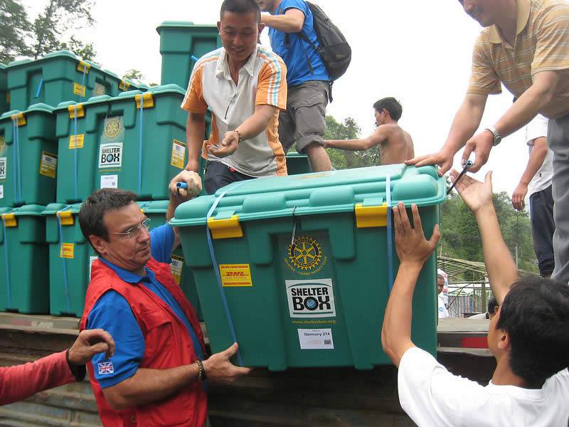 Shelterboxes are distributed around the world following natural or man-made disasters