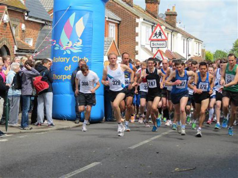 Photograph shows the start of the Horndon 10K Race in 2012.