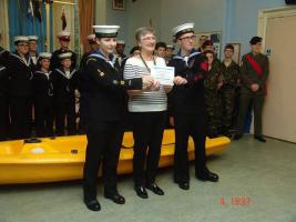 Making a donation to Bolton Sea Cadets