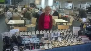 Margaret selling jewelry for the Shelter Box project