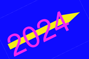An upward-pointing arrow bearing the number 2024