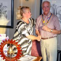 New President Cliff Hall congratulated by Yvonne