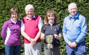 Sandy F with Frank Gordon, Tricia Chillas and Alison Davidson ( Team Rock and Reel) with the Hepting & Farrer Trophy as overall winners.