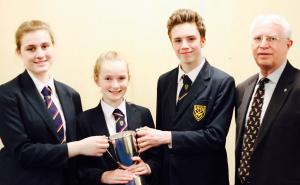 Winning team for 2017 from Ballakermeen High School (Rebecca Minay, Charlotte Peach and Matthew Tait).