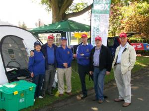 The RC Kirkcaldy team at the Beveridge Park Festival with a Shelterbox Tent