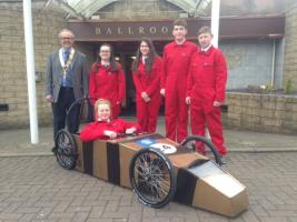 Braeview Academy electric car racing team with President David