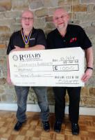 President Paul presents a cheque to Kevin Dobson, Project Manager for  C.A.P. Care