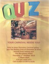 Carnival - Quiz - Shrubbery Hotel, Ilminster - Thursday Oct 1st 2015 7:30pm start.