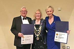 George Nutter (Rotarian), Eve Conway (RIBI President), Gill Bussey (Honorary member)