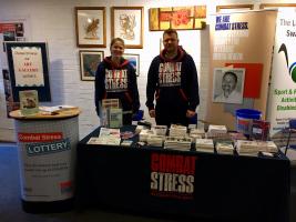 Claire Gayton (Supporter Care Assistant) and Joe Curl (Volunteer and Community Fundraising Officer) from Combat Stress, at the Combined Charities Christmas Fair organised by Leatherhead Rotary Club at Leatherhead Theatre on Saturday 3rd November 201