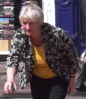 Councillor Jo Day playing "Boules in the Square"