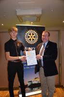 President James Campbell presents our Rotary Youth Leader Award.