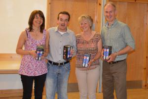 The winning team of Tricia and Russell Clarke, Alison Brown and Andrew Hilley with their prizes