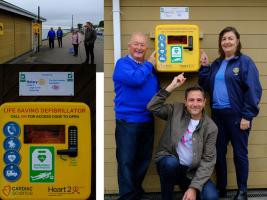 Bob Page, Karl Lansley and Loretta Andrews present the first of 4 Defibrillators already installed along Southend Seafront in Phase 1 of project SEEDIP. Phase 2 will commence in 2021.