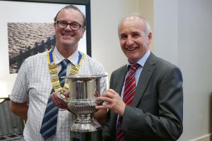 Presentation of AM-AM Trophy to the winning team,  Evening Standard newspaper.