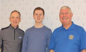 Ross is pictured with his father Ian and John Whitfield the Youth and Vocational Convenor for Aberdeen Deeside Rotary Club.