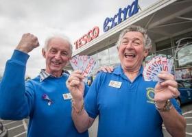 Hugh & Ron 'in happier days'  after Tesco's generous support to Club