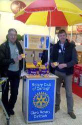 Gwilym and Elfed selling crocuses for the End Polio Now campaign.