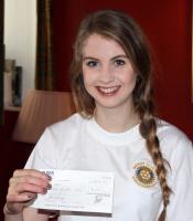 Amy receiving cheque from Kirkcudbright Rotary