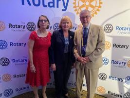 Here, Geoff is pictured with Jane Cooper, next year's District 1210 Governor and Stephanie Urchick, next year's International Rotary President.
