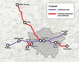 Crossrail map including proposed extensions (not approved)
