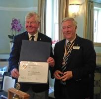 Rotarian John Holton was awarded the Paul Harris Fellowship for his services, particularly over several years for the Kids Out project.