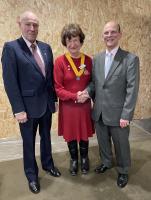 Photo shows: Proposer Mike Dixon, President Elect Helen Westmancoat and new Rotarian John Westmancoat.