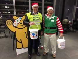 Tom & Jim at Reading Station Collecting for Children in Need