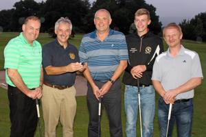 Picture shows Rotary President Ian Morrison with a delighted Keir Garage team of (L to R) Iain Brown, Robert McQuat, Ryan Cano and David McCrone