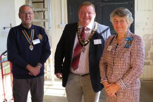 Pres Dave with Oswestry Town Mayor Cllr Vince Hunt and the High Sheriff of Powys Mrs Sue Thompson