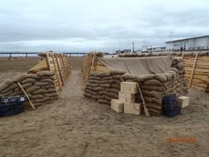 A representation of a trench construction, built on Southport's Beach as part of the day's event.