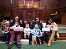 Members of Praise and Play with their filled shoe boxes