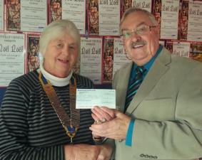 Grahame Jackson presents the cheque to President Judy Greenwood
