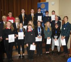President of Brit Valley Rotary, Bob Ponchaud, the Youth Speakers, Chairman of Judges Professor Emeritus Clive Kennedy.
