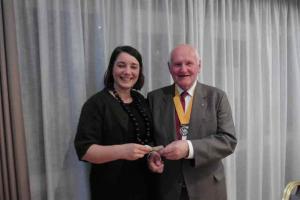 Senlac Rotary Vice-President presents Glyne Gap Faculty"™s Melanie-Jane Jukes with the cheque for Â£1000