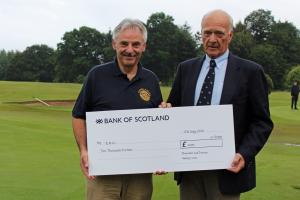 Picture shows Jim Prentice Chairman of Kippford RNLI receiving the cheque from Thornhill Rotary President Ian Morrison