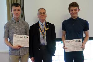Lunchtime Meeting - 12.45pm - Jacob Owen and Tom Lowe - Rotary Youth Leadership Award